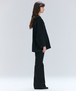 BEIGE， 【洗える】POMONA / Vネックフード付プルオーバー Black