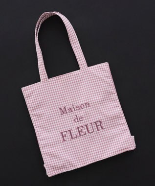 Maison de FLEUR ブランドロゴ刺繍ギンガムスクエアトート