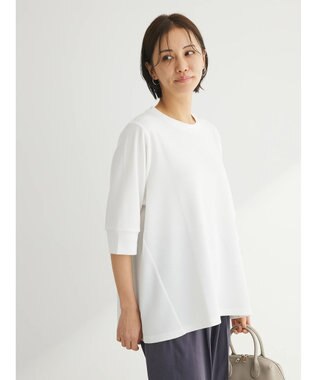 Green Parks ぽこぽこ７分袖カットプルオーバー Off White