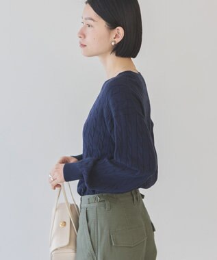 AMERICAN HOLIC バイパチケーブルニットプルオーバー Navy