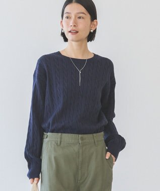 AMERICAN HOLIC バイパチケーブルニットプルオーバー Navy