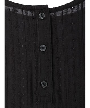 earth music&ecology 刺繍パフスリーブブラウス Black