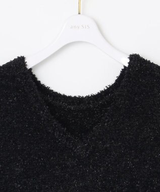 ANY SIS L 【洗える】フラワープリントワンピース × ニットベスト セット ブラック系