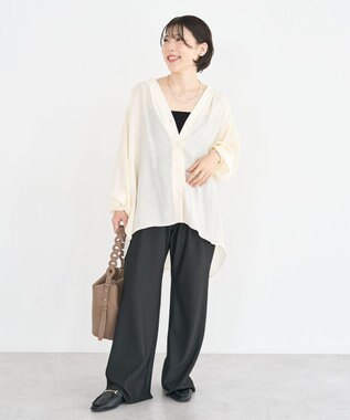 Green Parks リブドッキングシアーシャツ Ecru