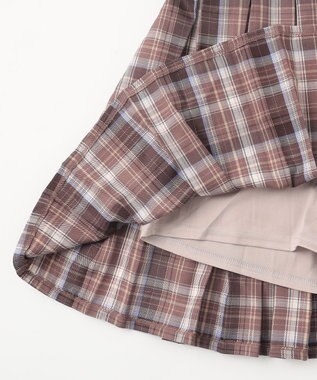 ANY KIDS チェック プリーツ スカパン ブラウン系