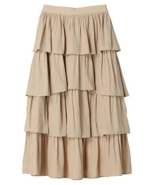 earth music&ecology フリルティアードスカート Beige