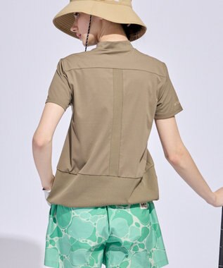 PW CIRCULUS 【WOMEN】SEA TURTLE メッシュコンビモックネックT ゴルフウェア レディース カーキ系