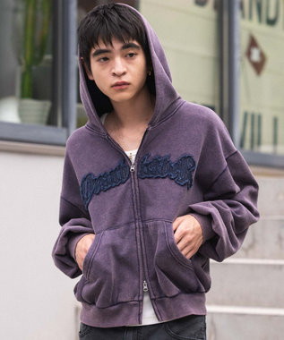 WEGO 【ユニセックス着用ITEM/MLサイズ展開】ショートグラフィックZIPパーカー パープル