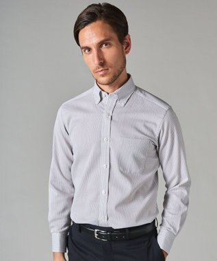 GOTAIRIKU 春夏向け【形態安定】SUMMERPREMIUMPLEATS_ボタンダウン 長袖ドレスシャツ（グレーチェック） ライトグレー系4