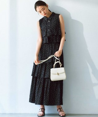 組曲 【入江未悠さんコラボ】ギャザーライトデシンティアード スカート モノトーンドット系5