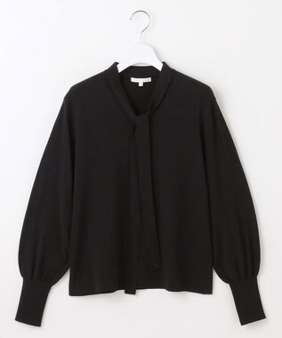 自由区 L レーヨンストレッチブラウスライク ニット ブラック