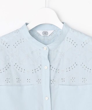 J.PRESS LADIES 【WEB限定カラーあり】エンブロイダリー シャツ ワンピース 【WEB限定】サックスブルー系