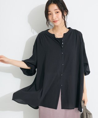 CRAFT STANDARD BOUTIQUE ジョーゼットスキッパーシャツ Black