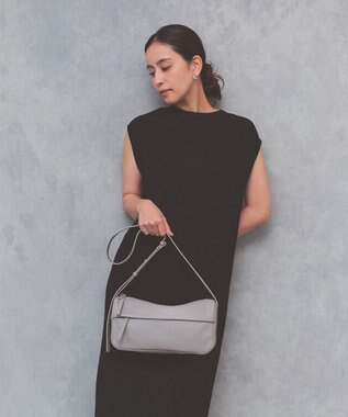 TOPKAPI 【Breath TOPKAPI】SUPPLE サプル シボレザー スワローマチ ワイド ショルダーバッグ ライトグレー