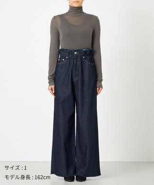 NAVE 【ReNAVE・洗える/軽量】ライトデニム ウエストギャザーパンツ ネイビー系
