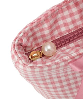 Maison de FLEUR ギンガムブランドロゴフリルハンドルトート Pink