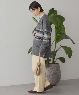 AMERICAN HOLIC アソート柄シャギーニットカーディガン Gray Mixture