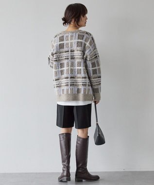 AMERICAN HOLIC アソート柄シャギーニットカーディガン Beige