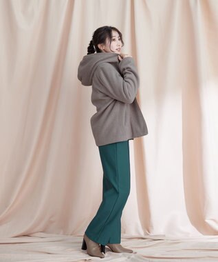 Tiaclasse モッサ風フード付きショートコート モカ