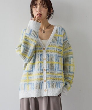 AMERICAN HOLIC アソート柄シャギーニットカーディガン Ivory