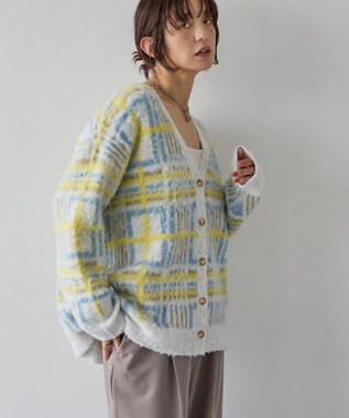 AMERICAN HOLIC アソート柄シャギーニットカーディガン Ivory