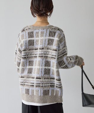 AMERICAN HOLIC アソート柄シャギーニットカーディガン Beige