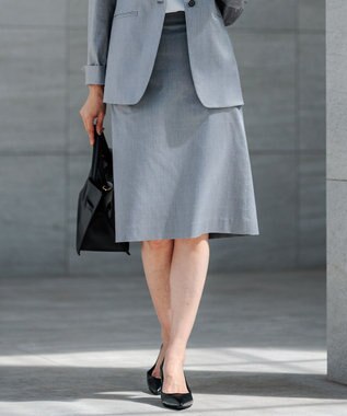 23区 【洗える/セットアップ対応】グロッシーコットンシャンブレー タイトスカート
