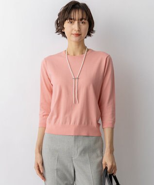 23区 L 【先行予約】プレミアムビオコットン クルーネック ニット ピンク系