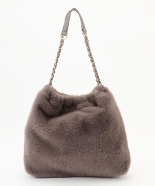 ANY SIS フェイクファーチェーン トートバッグ ブラウン