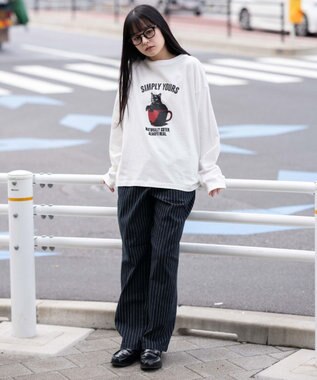 WEGO 【ユニセックス着用ITEM/XSSMLサイズ展開/ウエストゴム】ユルフィットコットンイージーパンツ ブルーストライプ