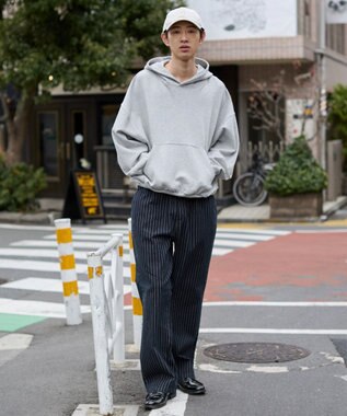 WEGO 【ユニセックス着用ITEM/XSSMLサイズ展開/ウエストゴム】ユルフィットコットンイージーパンツ ブルーストライプ