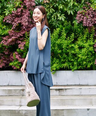 Tiaclasse 【洗える】カットツイルセットアップ（2点セット） ブルー