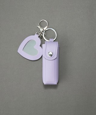 Phoebe 〈ミラー付き〉リップケース　ハート型ミラー　チャーム　レザー調　パープル パープル
