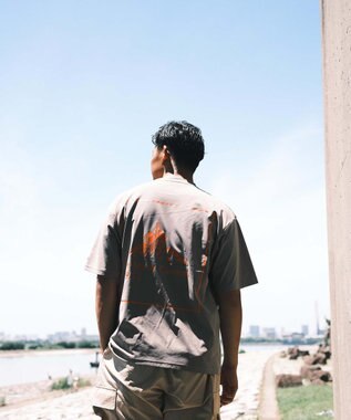 SHARE PARK MENS 【UVカット・吸水速乾・ストレッチ・軽量 】バックプリントポケットTシャツ（L・XLサイズ） グレー系