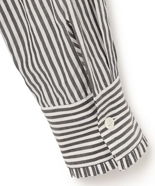 ICB 【洗える】 アルコットストライプ シャツブラウス ブラックストライプ系