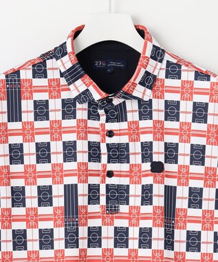 23区GOLF 【MEN】【吸水速乾/UVカット】フィールドチェック柄ポロシャツ ネイビー系3