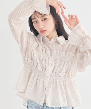 earth music&ecology シャーリングストライプシャツ