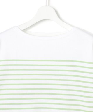 23区 Armo-lux パネルボーダー クロップド カットソー アップルグリーン系