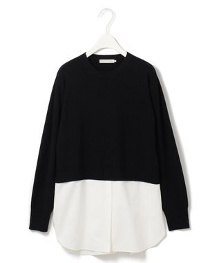 ICB L 【WEB&一部店舗限定カラーあり】クロスコンビ ニットプルオーバー ブラック系