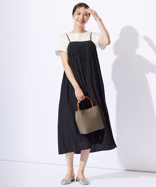 J.PRESS LADIES 【WEB限定・洗える】キャミワンピース カットソー ツインセット ブラック系