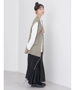 earth music&ecology ドロストコードジレ Khaki