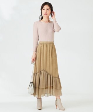 ANY SIS 【洗える】ネックポイントリブ ニット ローズグレー