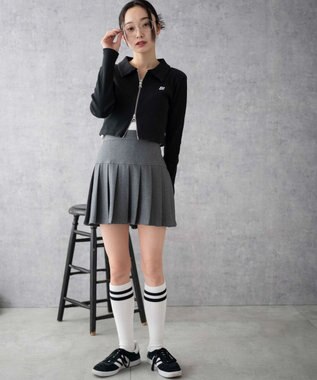 WEGO ワンポイント刺繍WZIP長袖トップス ブラック