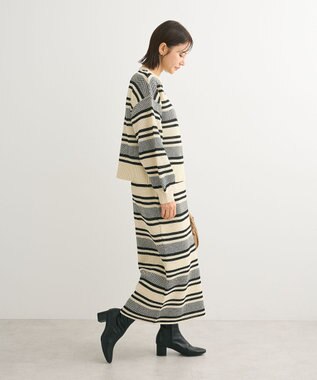 Green Parks ランダムボーダーニットプルオーバー Ivory