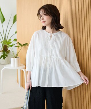 Green Parks ピンタックブラウス White