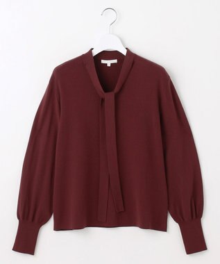 自由区 L レーヨンストレッチブラウスライク ニット ボルドー