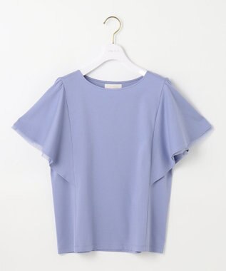 ANY SIS 【接触冷感・UVケア】着映えフリルスリーブ カットソー ブルー