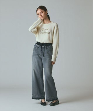 GRACE CONTINENTAL コンビデニムイージーパンツ グレー