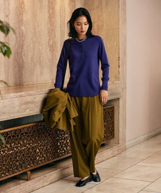 ICB 【洗える】 エクストラファインメリノ ヘンリーネックプルオーバー ロイヤルブルー系