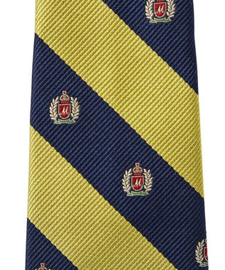 MIKI HOUSE HOT BISCUITS 【ミキハウス】 ストライプ×クレスト柄 ネクタイ 紺